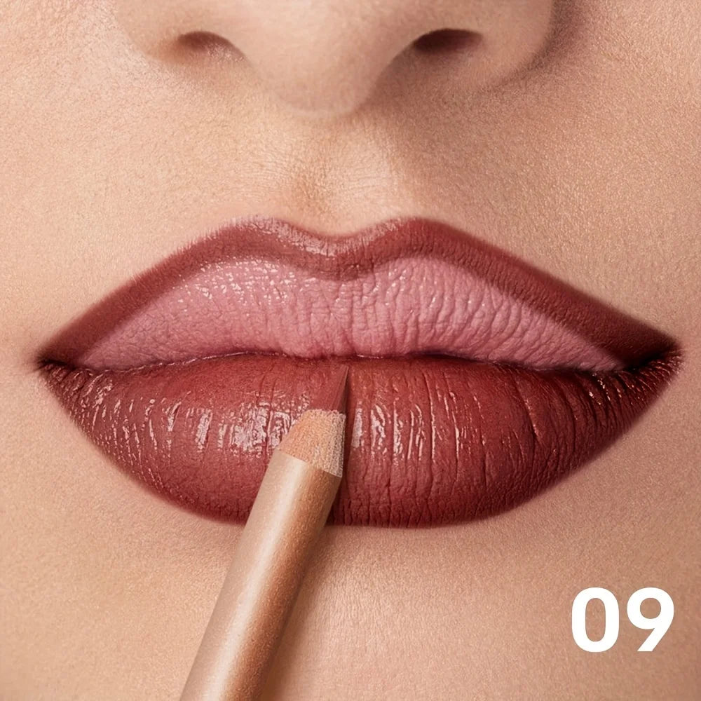 Matte Lip Liner Pencil Nude, Long-Lasting Waterproof, Smudge-Proof, Precise Outline, Smooth Creamy Formula