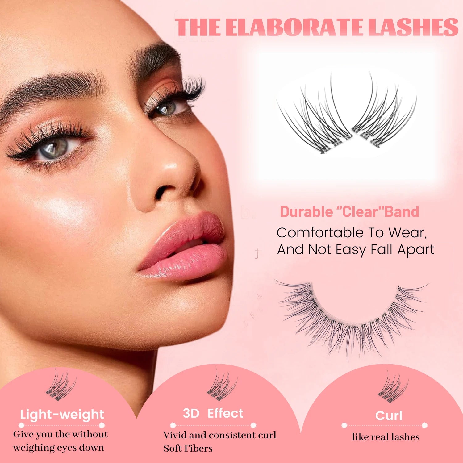 Self-Adhesive Eyelash Clusters, No Glue Needed, 120 Pieces, Natural C-Curved Self-Adhesive Eyelash Extensions, Press-On Eyelashes, Pre-Bonded Eyelash Clusters, Self-Adhesive Eyelashes